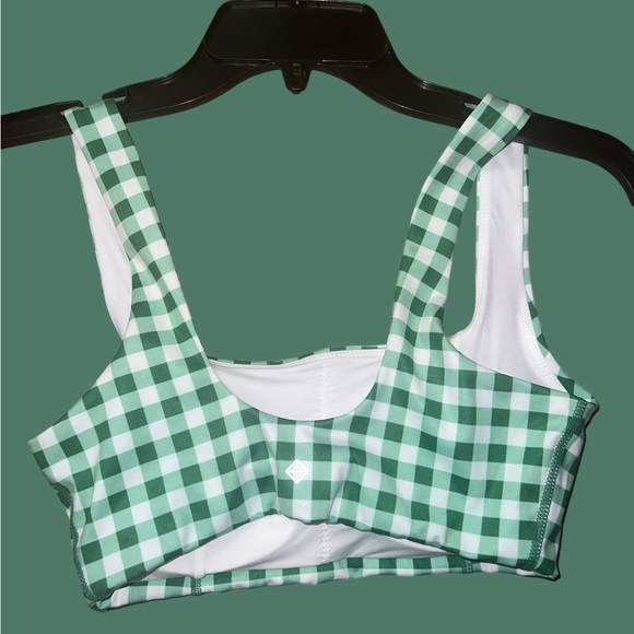 Antonio Melani Active Gingham Square Neck Coordinating Sports Bra/Shorts Set XL - Picture 7 of 9